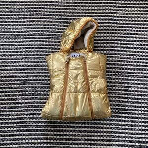 🌿Molo Hebe Baby Girls Shimmer Gold Sherpa Lined Zip Bunting Snowsuit 80/12M